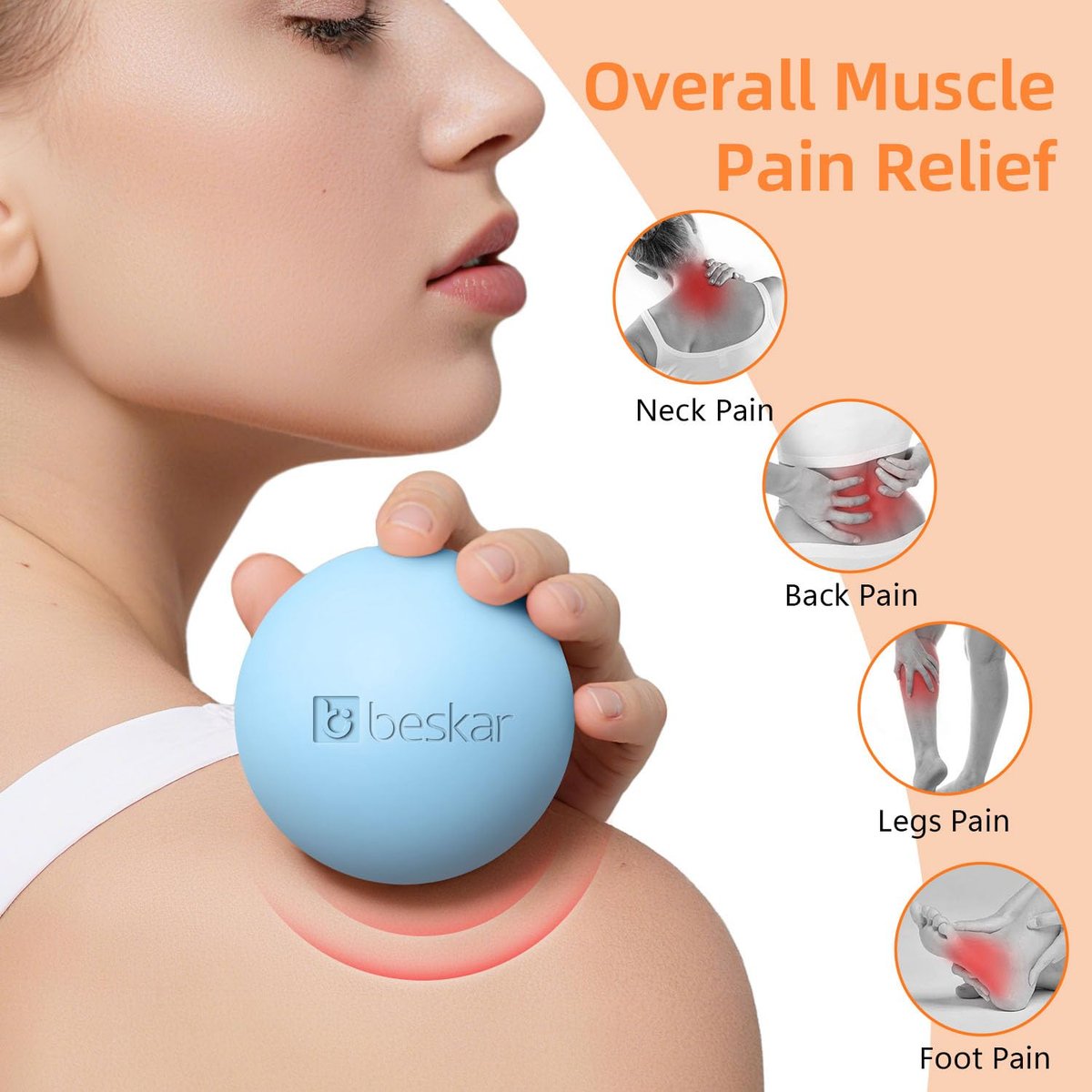 BESKAR Massage-Lacrosse-Bälle für myofasziale Entspannung, Triggerpunkt-Therapie und Yoga-Therapie, Fußmassageball zur Linderung von Plantarfasziitis, Blau