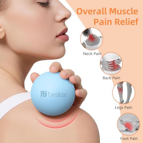 BESKAR Massage-Lacrosse-Bälle für myofasziale Entspannung, Triggerpunkt-Therapie und Yoga-Therapie, Fußmassageball zur Linderung von Plantarfasziitis, Blau