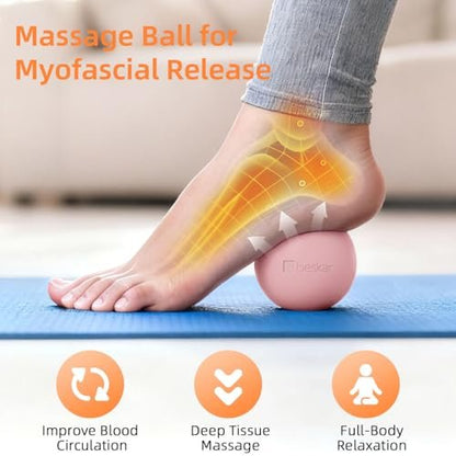 Massage-Lacrosse-Bälle für myofasziale Entspannung, Triggerpunkt-Therapie und Yoga-Therapie, Fußmassageball zur Linderung von Plantarfasziitis, Pink