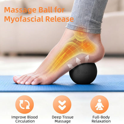 BESKAR Massage Lacrosse Bälle für myofasziale Entspannung, Triggerpunkt-Therapie und Yoga-Therapie – Fußmassageball zur Linderung von Plantarfasziitis, Schwarz
