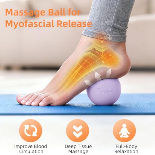 BESKAR Massage-Lacrosse-Bälle für Myofasziale Entspannung, Triggerpunkt-Therapie & Yoga-Therapie – Fußmassageball zur Linderung von Plantarfasziitis (Lila)