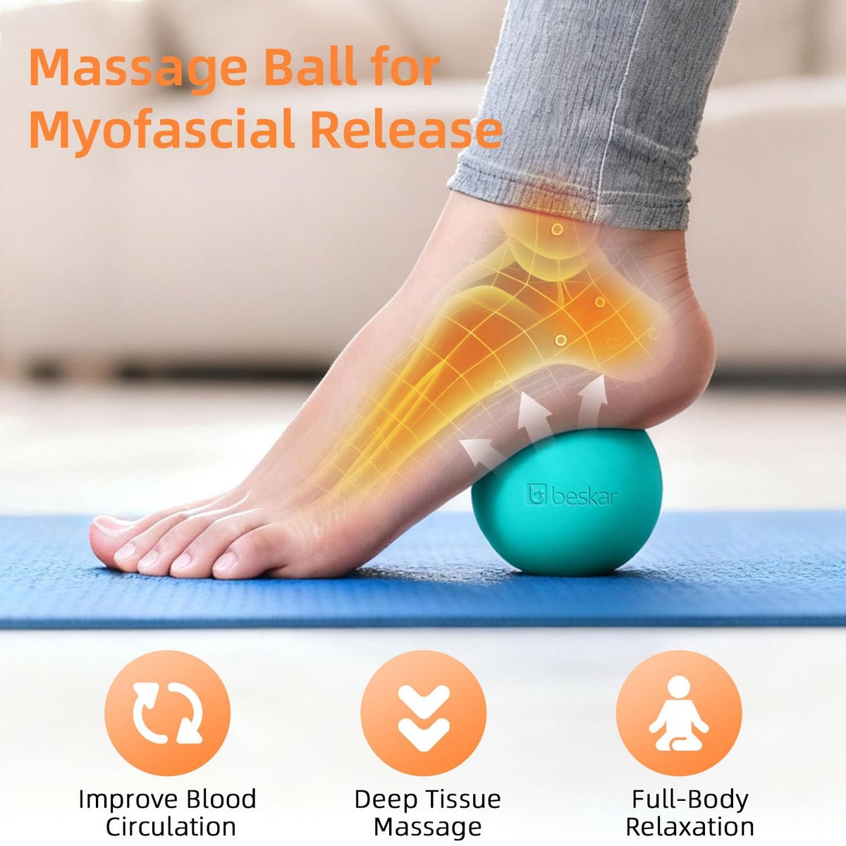 Massage Lacrosse Bälle für myofasziale Entspannung, Triggerpunkt-Therapie und Yoga-Therapie – Fußmassageball gegen Plantarfasziitis (Grün)