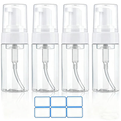 AskBed 4er-Pack 3,4 Unzen (100 ml) TSA-geprüfte Reisegröße Schaumpumpflaschen für Toilettenartikel, klare Reisegröße Flaschen, auslaufsicher mit Etiketten