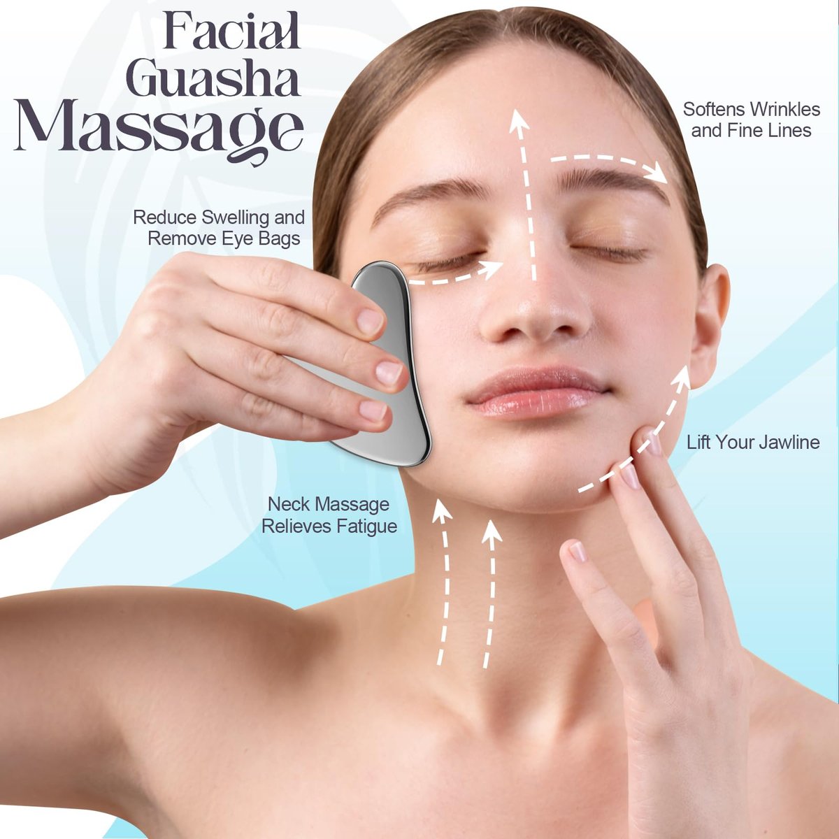 HTHLNG Gua Sha Gesichtsset aus Edelstahl – Großes Guasha-Werkzeug für Lymphdrainage, Cellulite-Massage, Schwellungsreduktion, Muskelregeneration & Body-Sculpting, Hautpflege-Geschenk