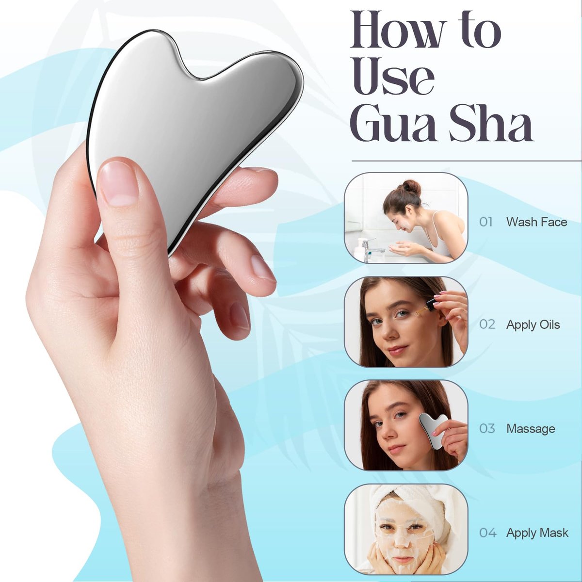 HTHLNG Gua Sha Gesichtsset aus Edelstahl – Großes Guasha-Werkzeug für Lymphdrainage, Cellulite-Massage, Schwellungsreduktion, Muskelregeneration & Body-Sculpting, Hautpflege-Geschenk