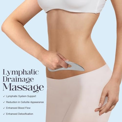 HTHLNG Gua Sha Gesichtsset aus Edelstahl – Großes Guasha-Werkzeug für Lymphdrainage, Cellulite-Massage, Schwellungsreduktion, Muskelregeneration & Body-Sculpting, Hautpflege-Geschenk