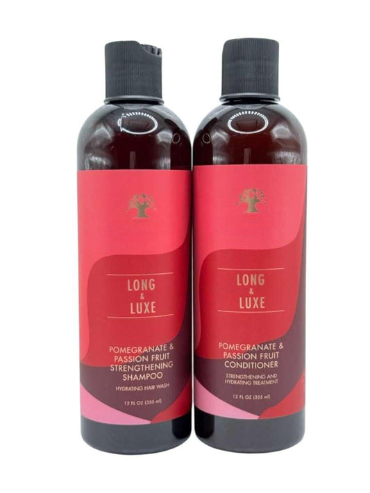 Long & Luxe Stärkendes Shampoo & Conditioner Duo (je 355 ml) – Für Längenerhalt & Bruchprävention – Mit Granatapfel & Passionsfrucht – Sulfatfrei