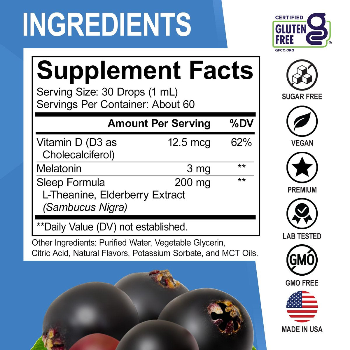 DR. BO Liquid Melatonin Kids Sleep Aid – Sleep Magic Kids Melatonin Liquid 3mg Berry Drops mit D3 und L-Theanin – Natürliche Einschlafhilfe für Kinder, Reiseessentials 60 ml