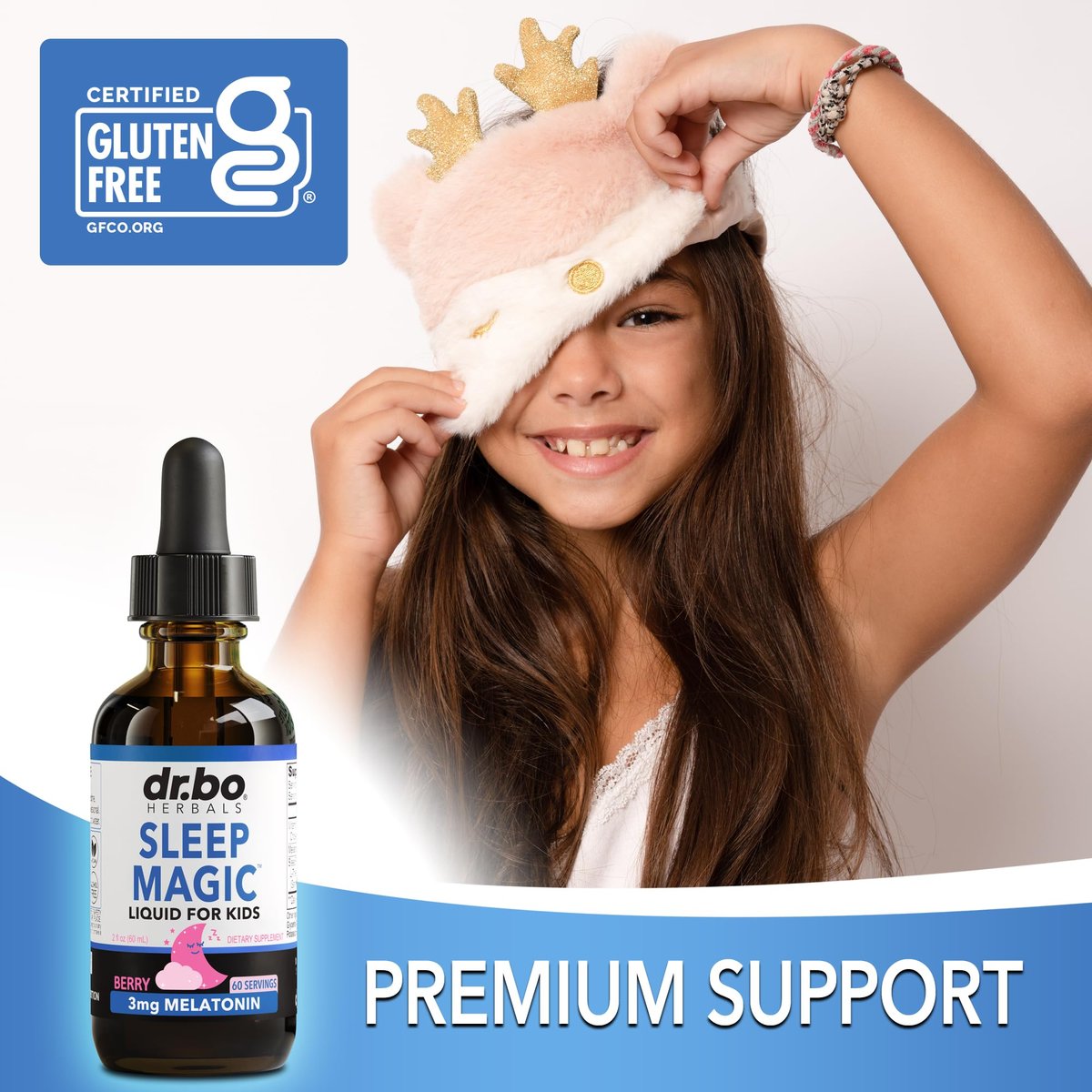 DR. BO Liquid Melatonin Kids Sleep Aid – Sleep Magic Kids Melatonin Liquid 3mg Berry Drops mit D3 und L-Theanin – Natürliche Einschlafhilfe für Kinder, Reiseessentials 60 ml
