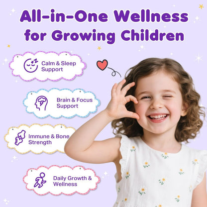 Magnesium Glycinat Flüssig für Kinder – Magnesium Bisglycinat Tropfen mit L-Theanin, Kamille & Vitamin B6, B12, C, D3 für Schlaf, Entspannung, Immununterstützung, Ruhe & Konzentration – 60 ml, Erdbeergeschmack