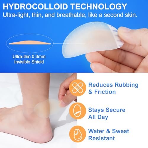 Blasenpflaster für die Füße, Hydrokolloid-Blasenpräventionspads, wasserdichtes Polster-Gelband für Laufen, Wandern, Ferse, Knöchel, Blasenprävention & Erholung, 2er-Pack (42 Stück)