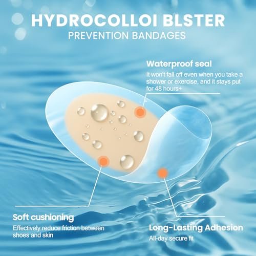 50 Stück Hydrokolloid-Pflaster für Blasen an den Füßen – wasserdichte Fersen- und Zehenpads mit Polsterschutz, 4er-Formenvielfalt zur Blasenprävention