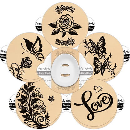 Amolyfe Dexcom G7 Tattoo Over Patches – Wasserdicht, 10er-Pack, stoßfest mit Hartschale, atmungsaktiv, medizinisches Klebeband, 15-Tage CGM-Schutz (Tattoo Rose)