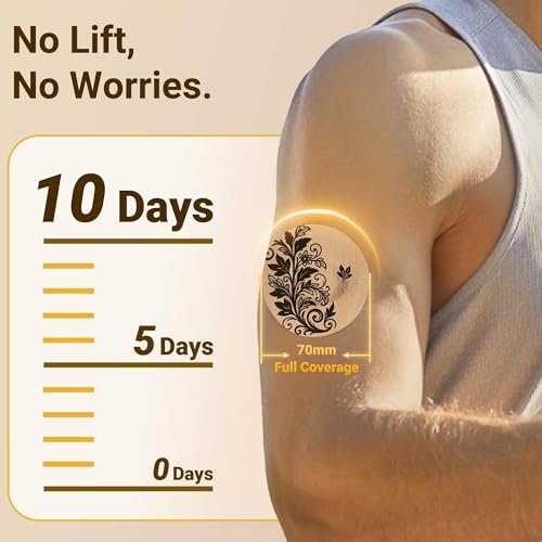 Amolyfe Dexcom G7 Tattoo Over Patches – Wasserdicht, 10er-Pack, stoßfest mit Hartschale, atmungsaktiv, medizinisches Klebeband, 15-Tage CGM-Schutz (Tattoo Rose)