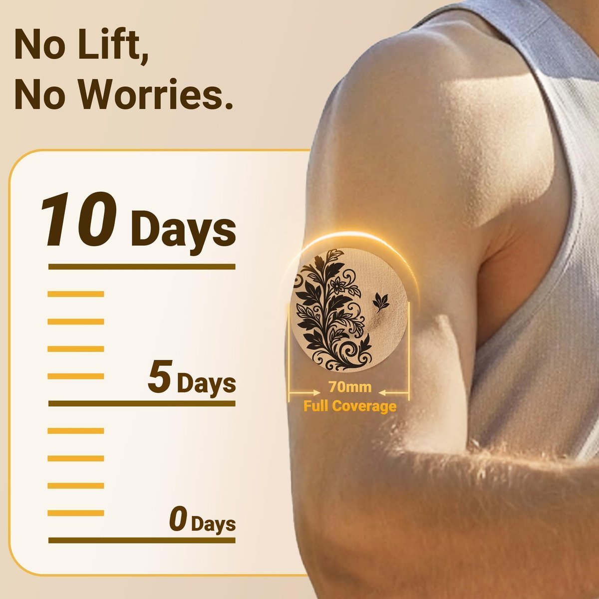 Amolyfe Dexcom G7 Tattoo Over Patches – Wasserdicht, 10er-Pack, stoßfest mit Hartschale, atmungsaktiv, medizinisches Klebeband, 15-Tage CGM-Schutz (Tattoo Rose)