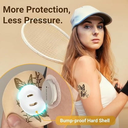 Amolyfe Dexcom G7 Tattoo Over Patches – Wasserdicht, 10er-Pack, stoßfest mit Hartschale, atmungsaktiv, medizinisches Klebeband, 15-Tage CGM-Schutz (Tattoo Rose)