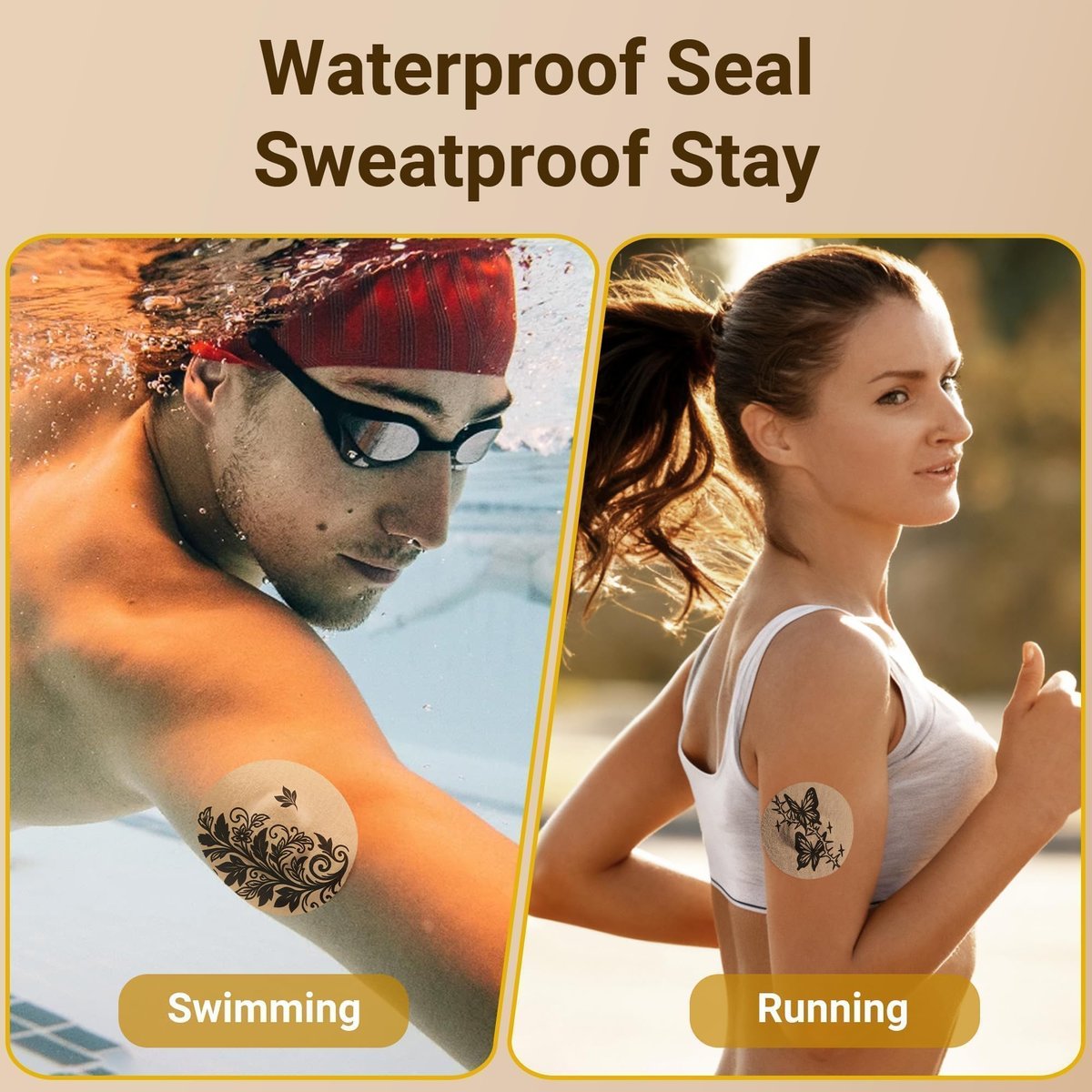 Amolyfe Dexcom G7 Tattoo Over Patches – Wasserdicht, 10er-Pack, stoßfest mit Hartschale, atmungsaktiv, medizinisches Klebeband, 15-Tage CGM-Schutz (Tattoo Rose)