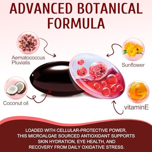 Astaxanthin 12mg, 120 Weichkapseln, 4-Monatsvorrat, Hochwertiges Astaxanthin Antioxidans zur Unterstützung von Augen-, Immun-, Gelenk-, Hautgesundheit und innerer Durchblutung
