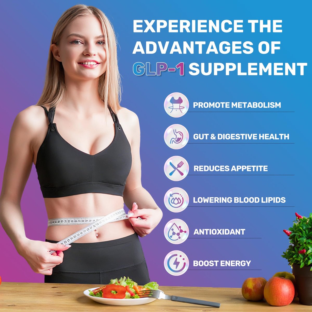 GLP-1 Natürlicher Aktivator Formula für Frauen & Männer – Mit Probiotika, Hopfen, Grüntee für Energie, Darmgesundheit, Hunger- & Stoffwechselunterstützung, 150 Kapseln