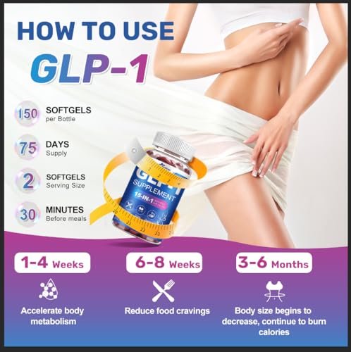 GLP-1 Natürlicher Aktivator Formula für Frauen & Männer – Mit Probiotika, Hopfen, Grüntee für Energie, Darmgesundheit, Hunger- & Stoffwechselunterstützung, 150 Kapseln