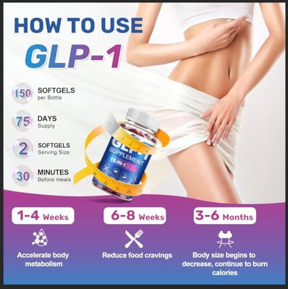 GLP-1 Natürlicher Aktivator Formula für Frauen & Männer – Mit Probiotika, Hopfen, Grüntee für Energie, Darmgesundheit, Hunger- & Stoffwechselunterstützung, 150 Kapseln