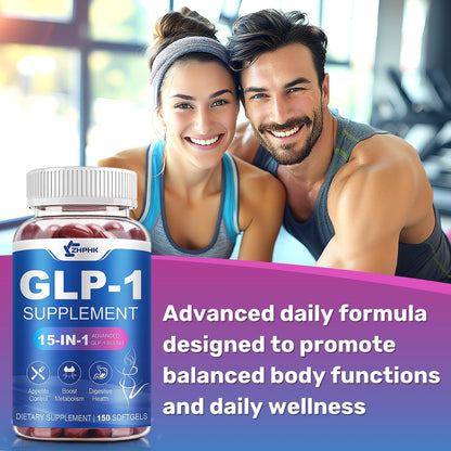 GLP-1 Natürlicher Aktivator Formula für Frauen & Männer – Mit Probiotika, Hopfen, Grüntee für Energie, Darmgesundheit, Hunger- & Stoffwechselunterstützung, 150 Kapseln