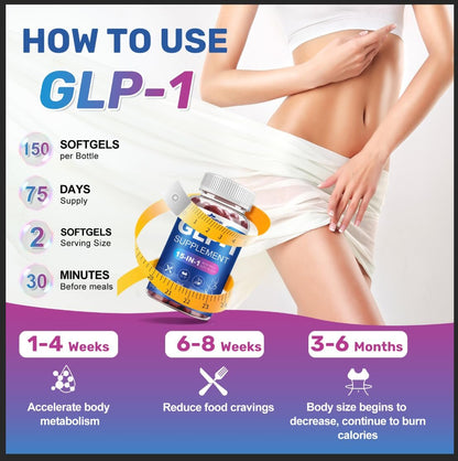 GLP-1 Natürlicher Aktivator Formula für Frauen & Männer – Mit Probiotika, Hopfen, Grüntee für Energie, Darmgesundheit, Hunger- & Stoffwechselunterstützung, 150 Kapseln
