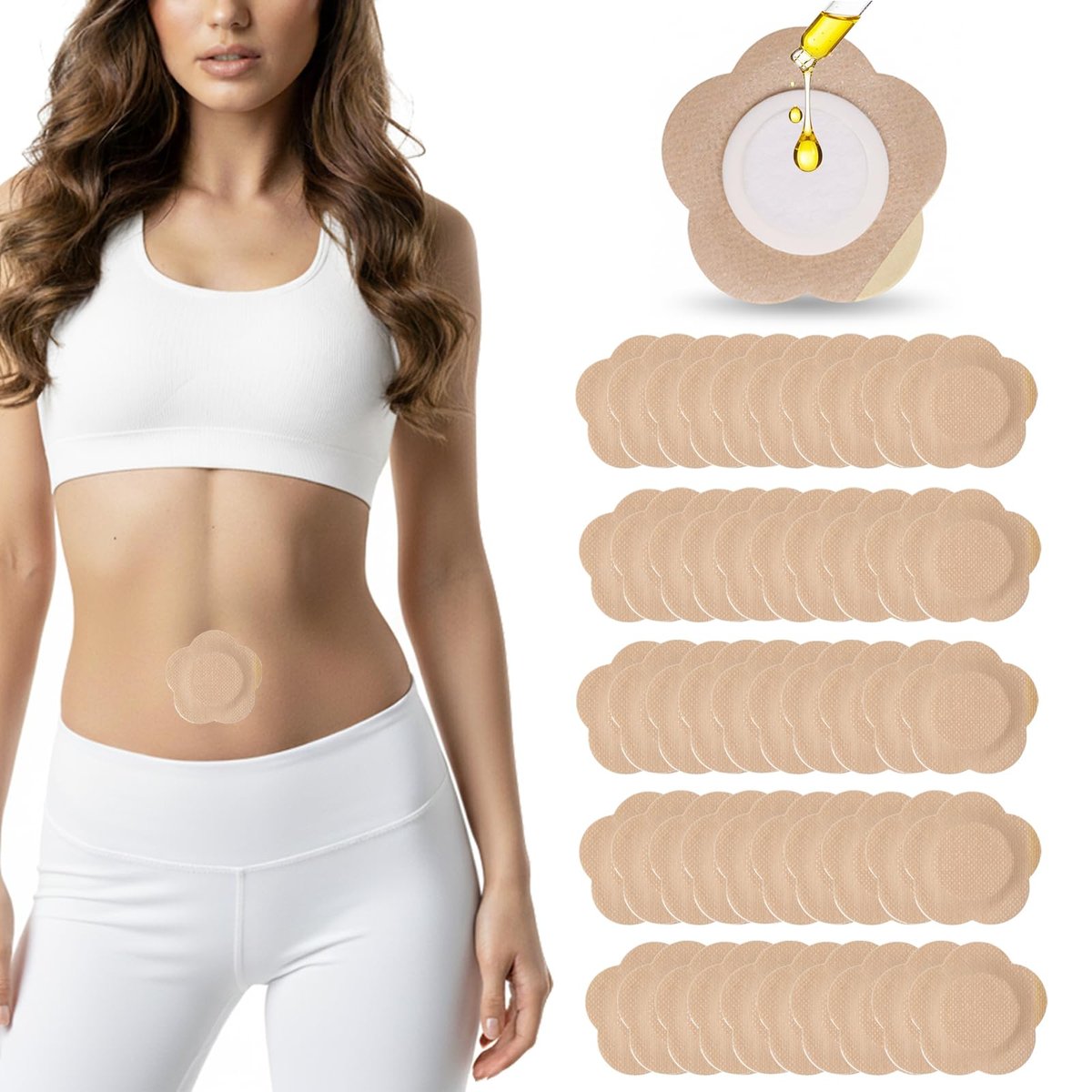 Rizinusöl-Pflaster für den Bauchnabel – 50 Stück Einweg-Castor-Oil-Pack-Wraps mit Bio-Baumwollpad, auslaufsichere Bauchnabel-Abdeckung, atmungsaktiv & hautfreundlich