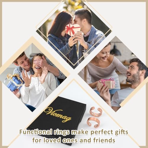Vicmag 2 Stück Magnetische Kupferringe für Damen und Herren – 99,99 % reiner Kupferring mit 9-fach Magneten, verstellbar, Geschenk