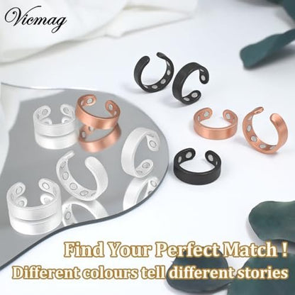 Vicmag 2 Stück Magnetische Kupferringe für Damen und Herren – 99,99 % reiner Kupferring mit 9-fach Magneten, verstellbar, Geschenk