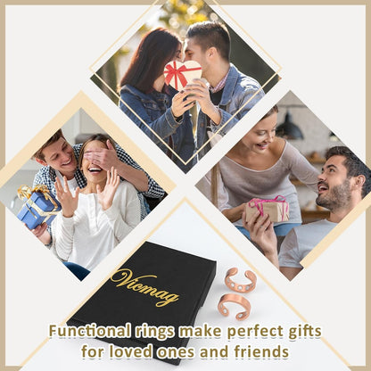 Vicmag 2 Stück Magnetische Kupferringe für Damen und Herren – 99,99 % reiner Kupferring mit 9-fach Magneten, verstellbar, Geschenk