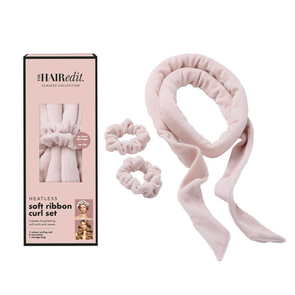 The Hair Edit Heatless Soft Ribbon Curl Set – Hitzefreier Lockenwickler mit 2 Velour-Scrunchies für sanfte Locken über Nacht, für langes und mittellanges Haar, 69 Zoll Länge