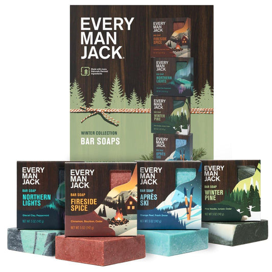 Every Man Jack kaltgepresste Männer-Seife Geschenkset – belebende Winterdüfte – 4 x 141 g