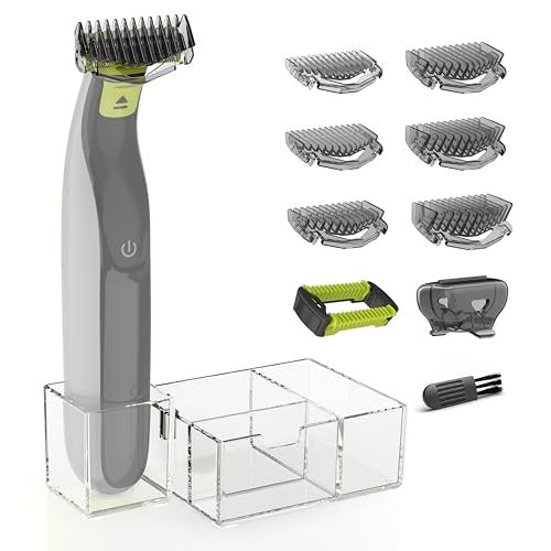 KIONCARE Guards Kit Plus für Philips Norelco OneBlade – Aufsteckkämme 1–6 mm (6 Größen), Ersatzkamm, Schutzkappe und Organizer-Ständer