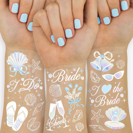 xo, Fetti Seashells + Wedding Bells Tattoos – 60 Designs für Junggesellinnenabschied, Brautparty, Strandparty, Brautjungfern-Geschenke
