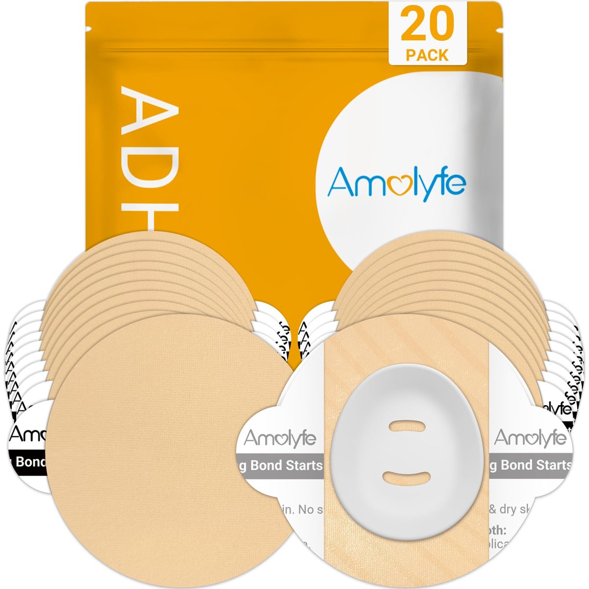 Dexcom G7 & Stelo Over Patches wasserdicht, Amolyfe 20 Pack Dexcom G7 Overpatches, stoßfest mit Hartkappe, atmungsaktiv, medizinisches Klebeband, 15-Tage-CGM-Schutz (Beige)