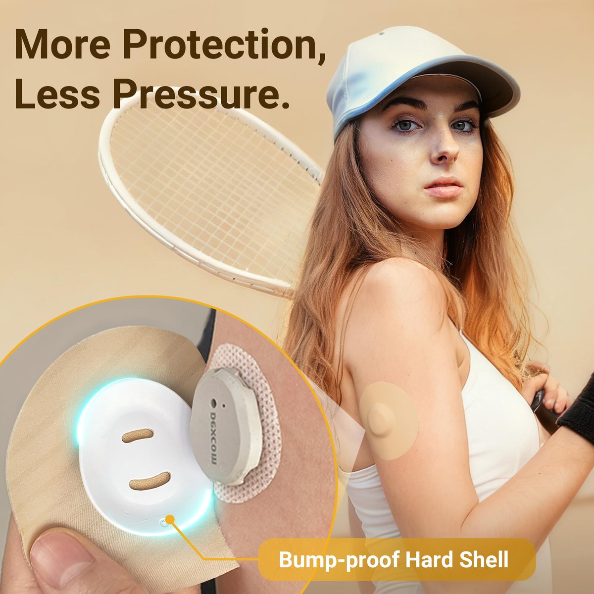 Dexcom G7 & Stelo Over Patches wasserdicht, Amolyfe 20 Pack Dexcom G7 Overpatches, stoßfest mit Hartkappe, atmungsaktiv, medizinisches Klebeband, 15-Tage-CGM-Schutz (Beige)