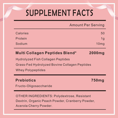 GDMENUTRI Multi-Kollagen-Peptid-Pulver für Frauen und Männer - Typ I, II, III, V, X - Hydrolysierte Kollagenpeptide, unterstützt Haut, Haare, Nägel & Gelenke - Weidehaltung, ohne Gentechnik, 30 Portionsbeutel