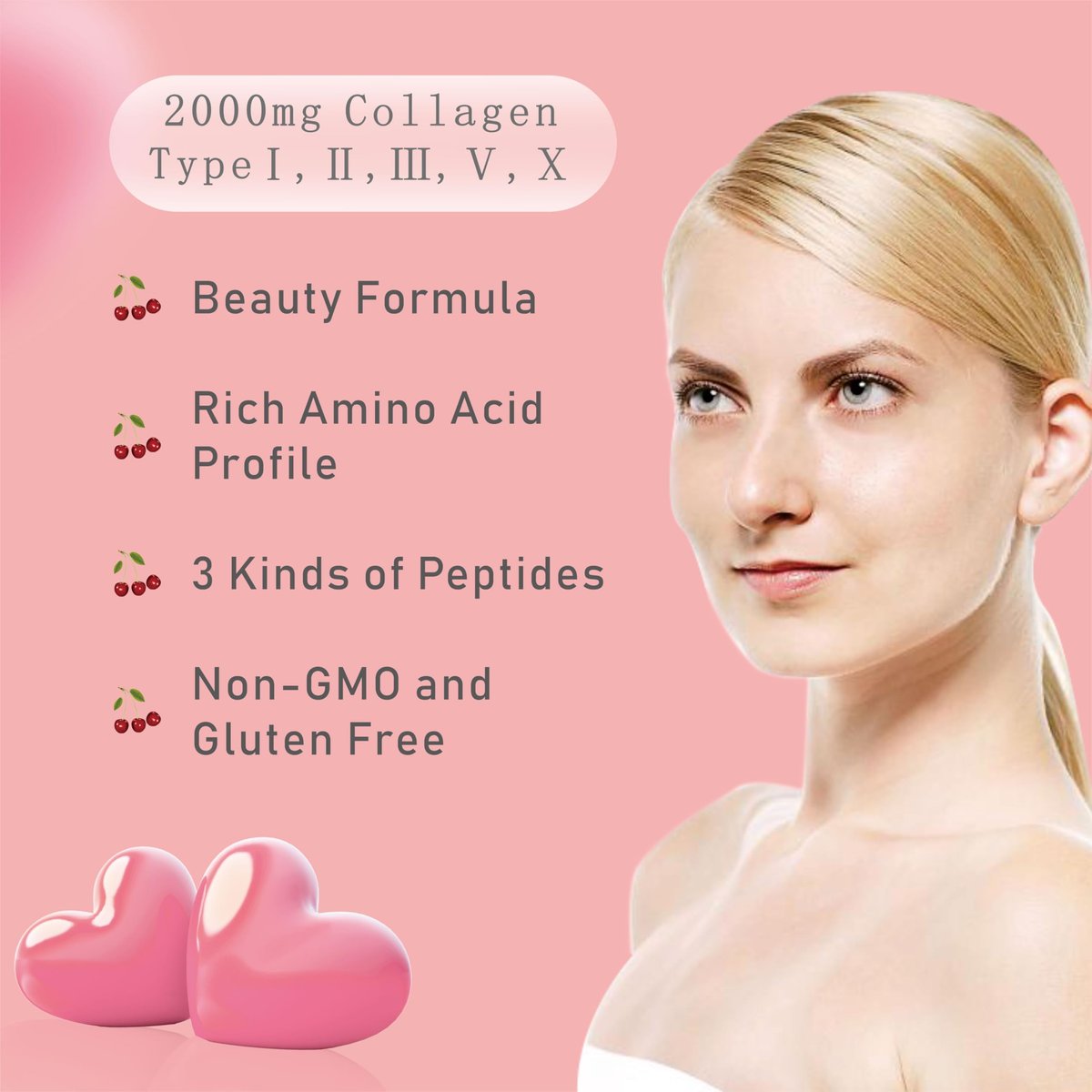 GDMENUTRI Multi-Kollagen-Peptid-Pulver für Frauen und Männer - Typ I, II, III, V, X - Hydrolysierte Kollagenpeptide, unterstützt Haut, Haare, Nägel & Gelenke - Weidehaltung, ohne Gentechnik, 30 Portionsbeutel