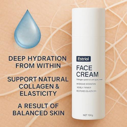 QUZOYU EstriolM4 Gesichtscreme – Anti-Aging Creme für hormonelle Balance, intensive Feuchtigkeitscreme zur sichtbaren Straffung, Wiederherstellung der Elastizität & Unterstützung von Kollagen – Für reife Haut (1)