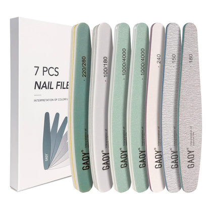 GAOY Nagelfeilen und Buffer, 7-teiliges Nagelfeilen-Set mit Glanzpolierer, Feilen für Naturnägel, Maniküre-Werkzeuge und Pediküre-Zubehör für DIY-Salon zu Hause