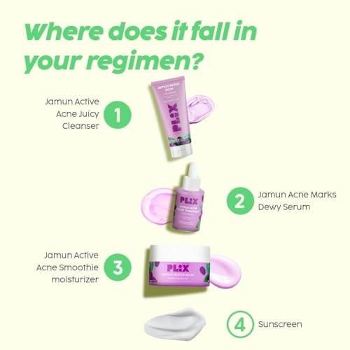 PLI'X - THE PLANT FIX Jamun Cleanser & Serum mit Smoothie Moisturizer Combo | Entgiftet die Haut | Reduziert aktive Akne | Mildert Flecken | Alle Hauttypen