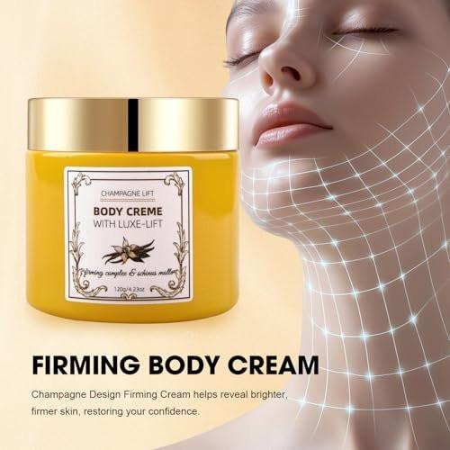 Xaninp Champagner Festigende Körpercreme – Lifting-Creme mit rosa Pfeffer & Festigungskomplex für tiefe Feuchtigkeitsversorgung & glättende Feuchtigkeitspflege, hilft die Hautelastizität zu verbessern für Arme, Beine & Körper, Vanilleduft