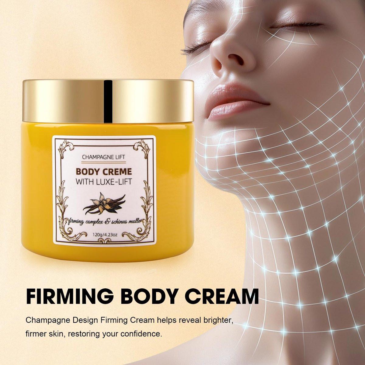 Xaninp Champagner Festigende Körpercreme – Lifting-Creme mit rosa Pfeffer & Festigungskomplex für tiefe Feuchtigkeitsversorgung & glättende Feuchtigkeitspflege, hilft die Hautelastizität zu verbessern für Arme, Beine & Körper, Vanilleduft