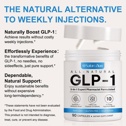 GLP-1 Supplement – Multiple Präbiotika & Probiotika für Appetit- und Stoffwechselunterstützung, GLP1 Activate Naturformel – 90 Kapseln