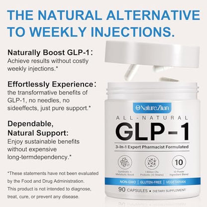 GLP-1 Supplement – Multiple Präbiotika & Probiotika für Appetit- und Stoffwechselunterstützung, GLP1 Activate Naturformel – 90 Kapseln