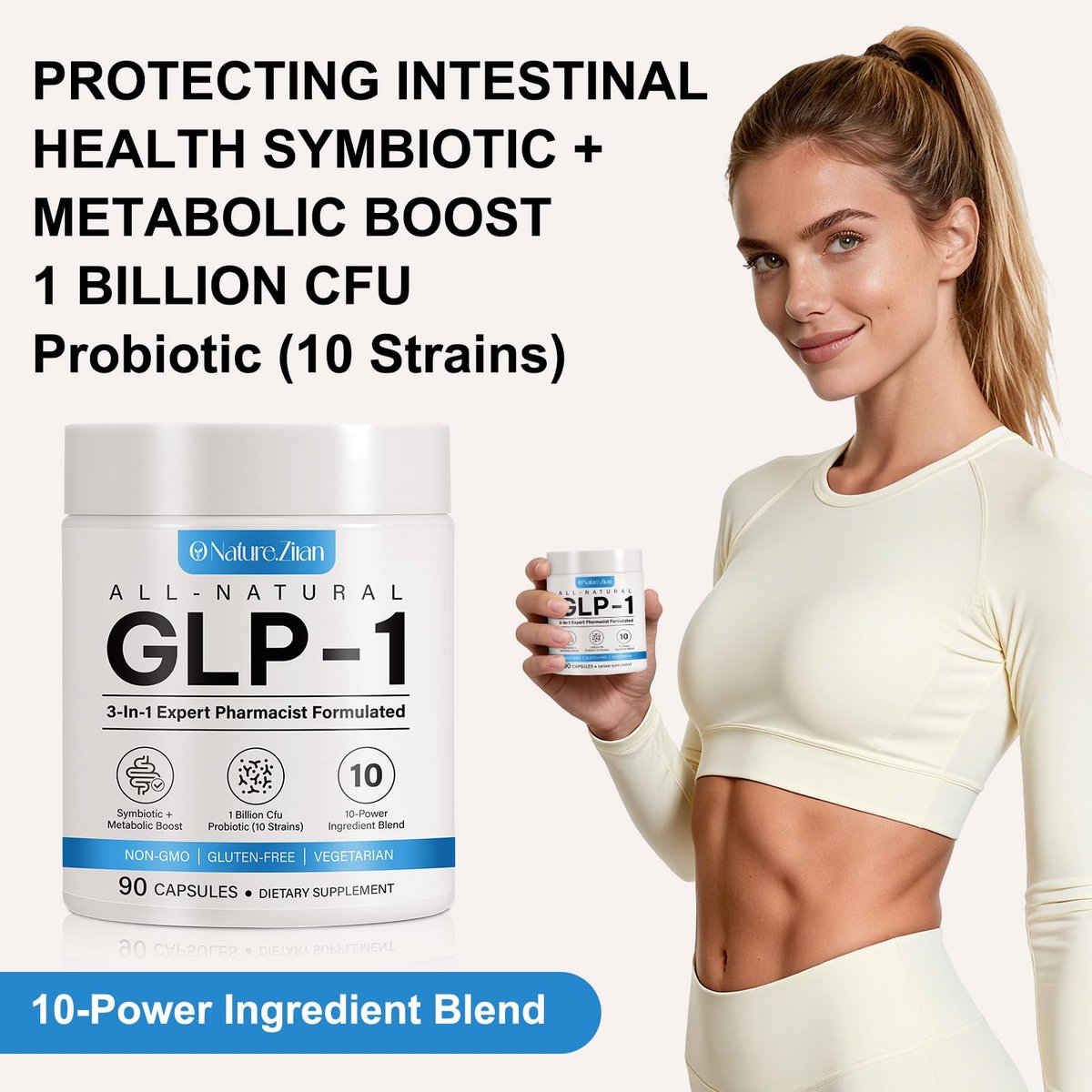 GLP-1 Supplement – Multiple Präbiotika & Probiotika für Appetit- und Stoffwechselunterstützung, GLP1 Activate Naturformel – 90 Kapseln