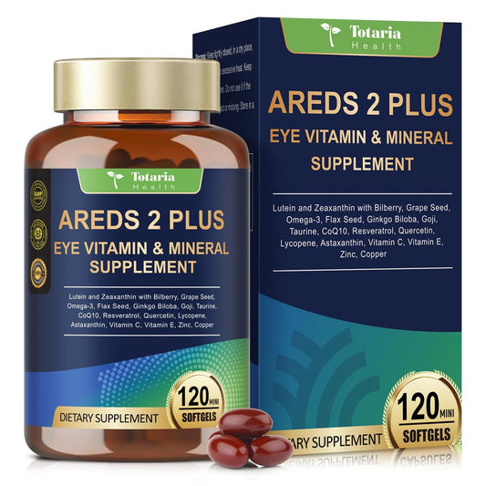 19-in-1 AREDS 2 + Augen-Vitamine für Makulagesundheit und trockene Augen, Lutein und Zeaxanthin mit Vitamin C/E, Zink, Omega-3, Unterstützung bei Augenbelastung, Druck, Nachtsicht & Hydratation - 120 Weichkapseln