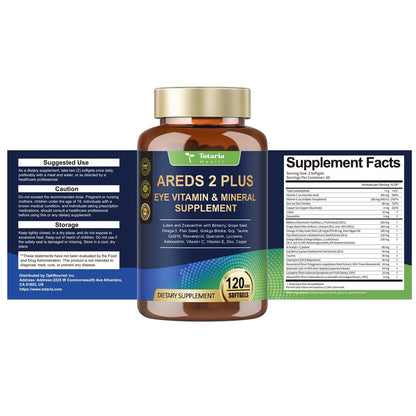 19-in-1 AREDS 2 + Augen-Vitamine für Makulagesundheit und trockene Augen, Lutein und Zeaxanthin mit Vitamin C/E, Zink, Omega-3, Unterstützung bei Augenbelastung, Druck, Nachtsicht & Hydratation - 120 Weichkapseln