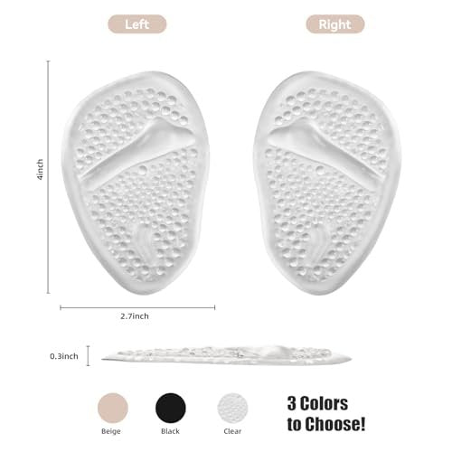 Ball-of-Foot Cushions, Metatarsal Pads für Damen, Vorfußpolster verhindern das Vorrutschen der Füße, rutschfeste, gewichtsverlagernde Komforteinlagen für High Heel Schuhe (Transparent, Einheitsgröße)